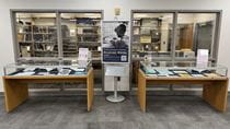 Photograph of the Drexel University Archives Exhibit, "Beyond the Rules: Exploring Student Life Through Drexel’s Handbooks"
