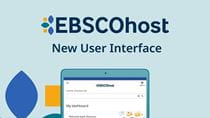 EBSCOhost promotion featuring screenshot of new visual interface.