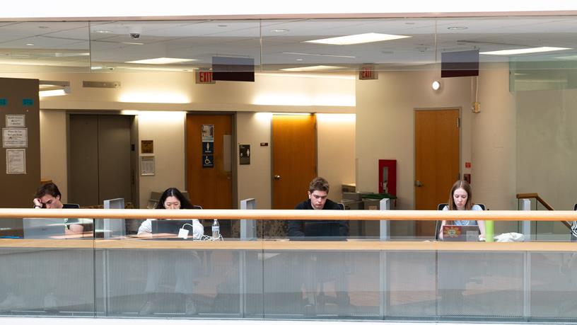 students study in the 2nd floor of hagerty library
