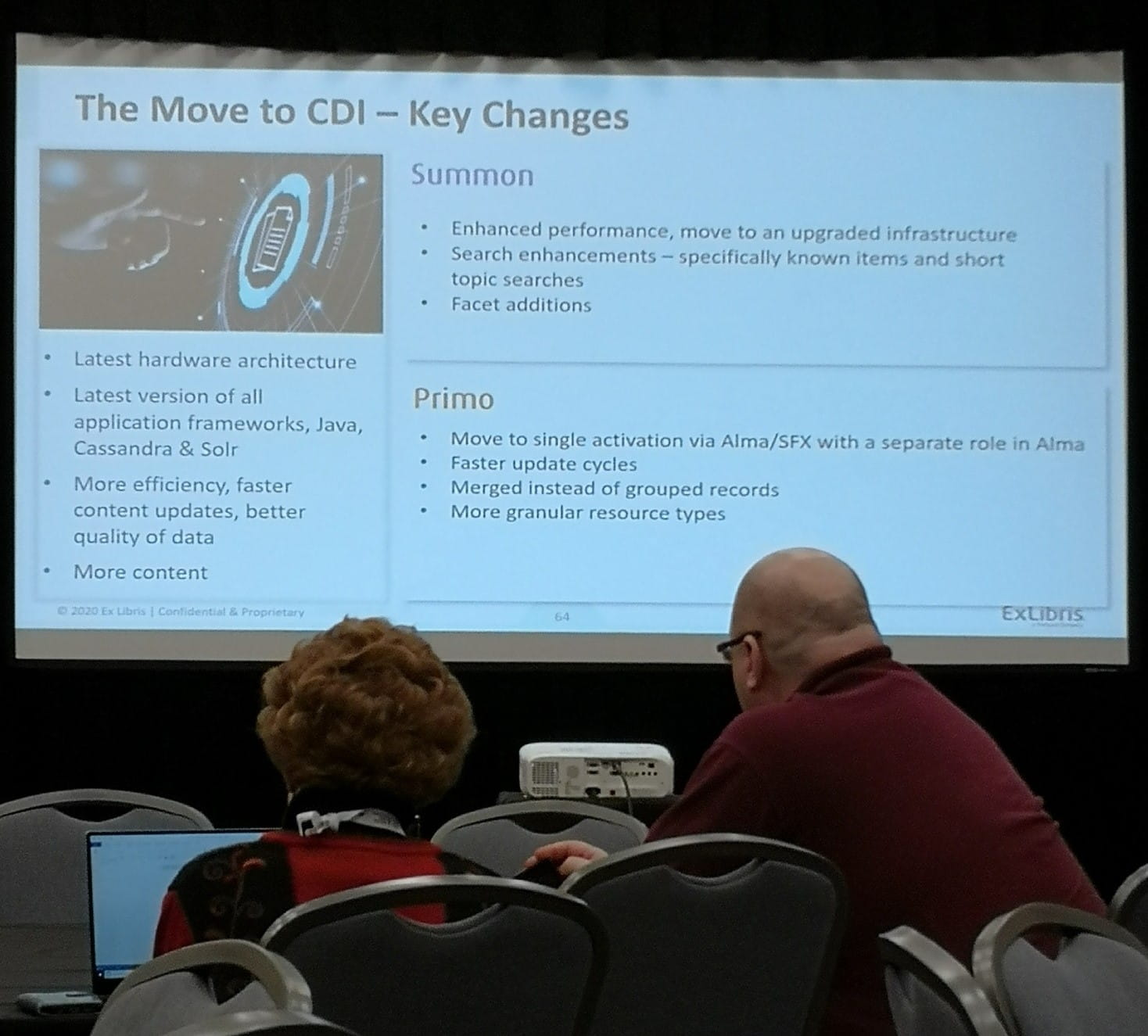 An image of a Powerpoint presentation is displayed on a large screen