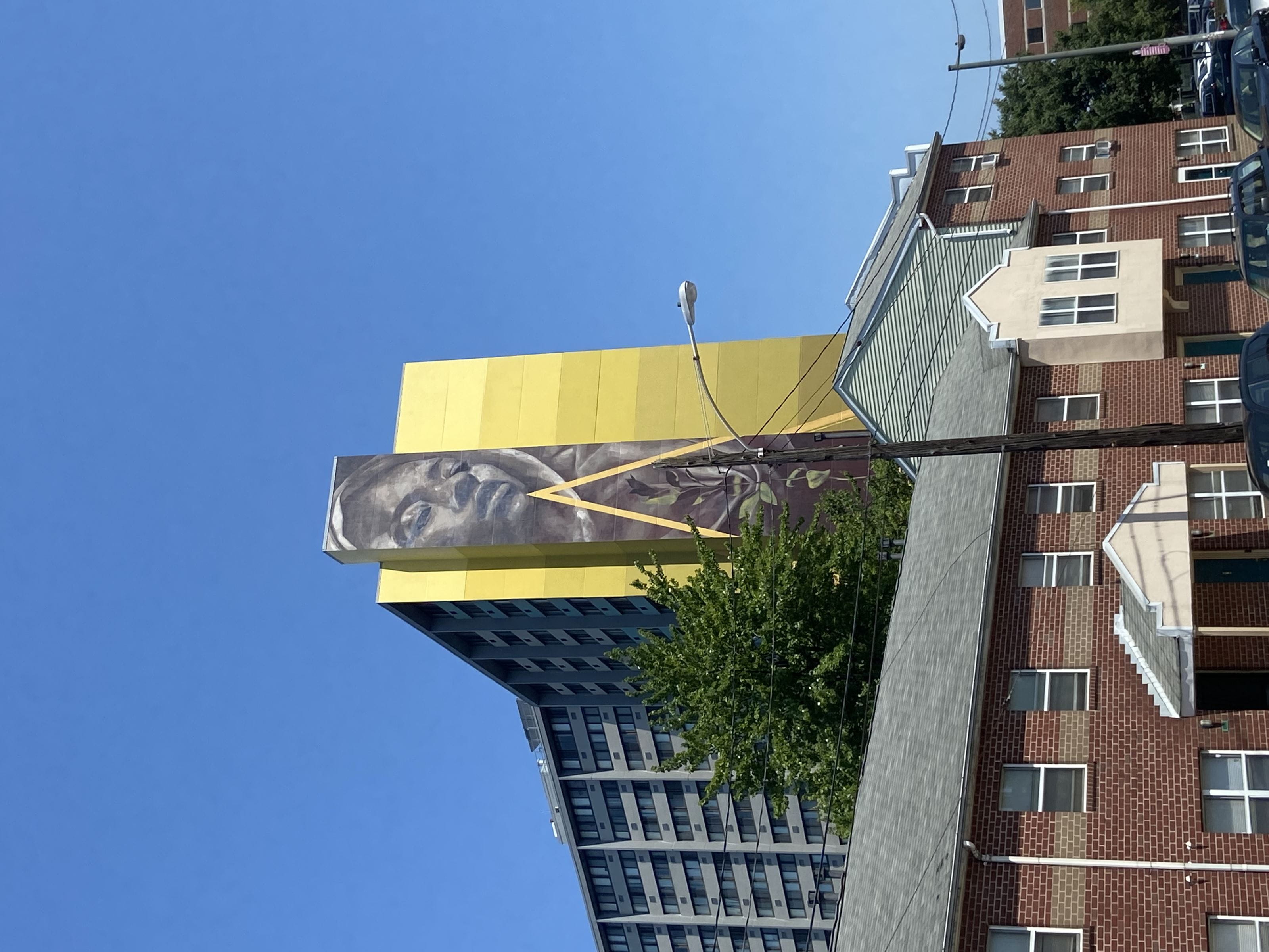 The Silent Watcher mural in West Philadelphia