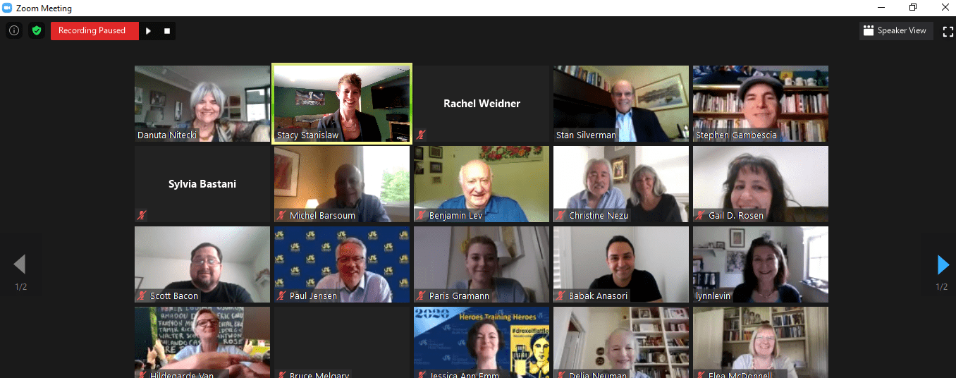 A screenshot of people attending an online Zoom session 