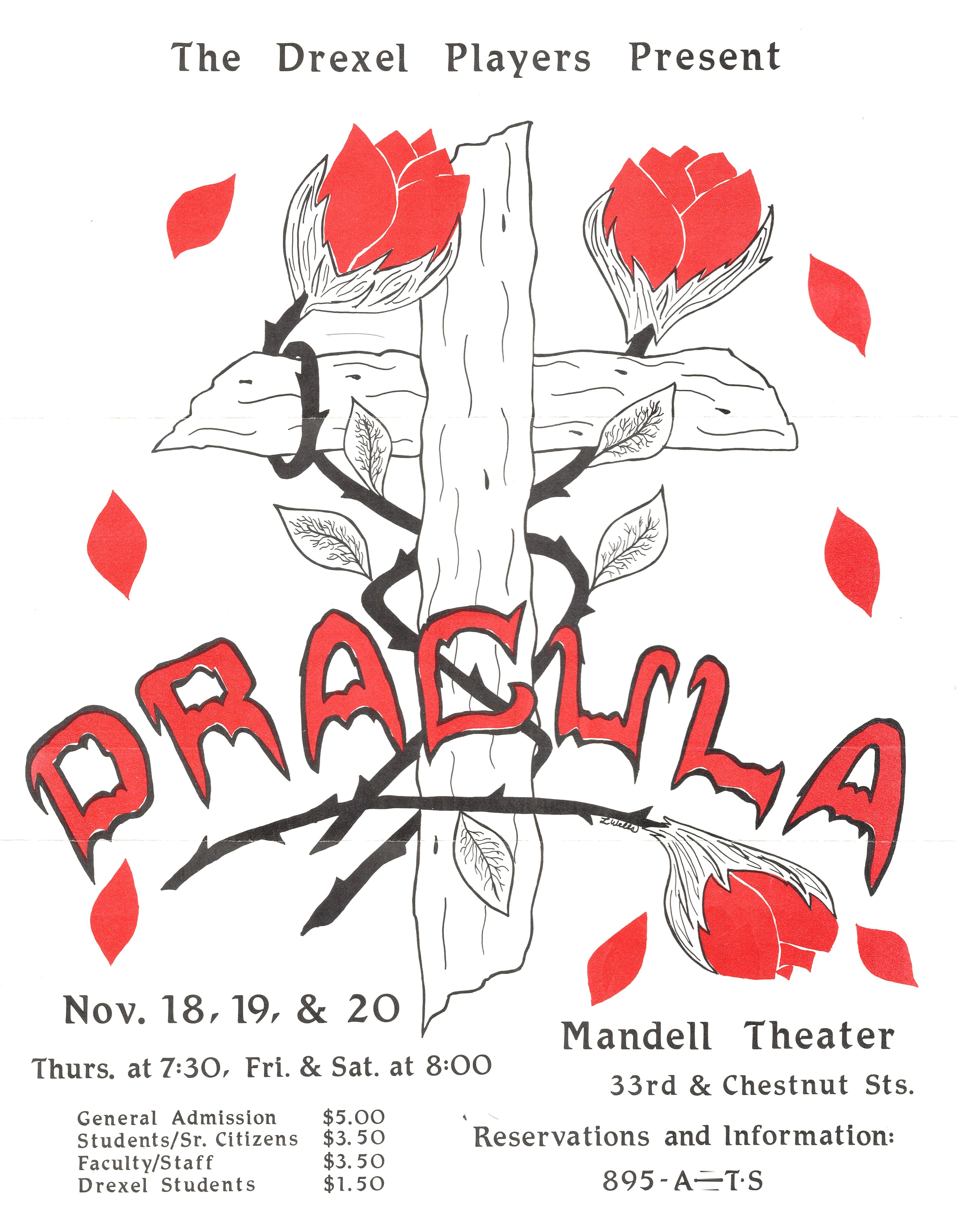 Theater poster from a 1930s production of the play "Dracula"