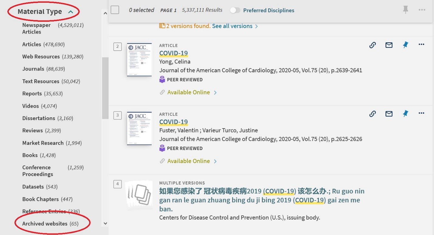 A screenshot of search results in DragonSearch