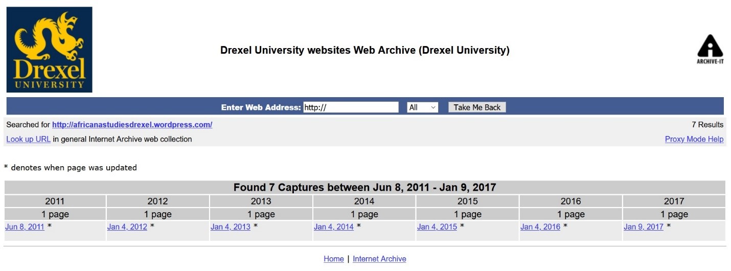 A screenshot of the Internet Archive